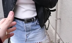 Huge boobs student flashing outdoors in public