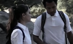 Schoolgirl near a black boyfriend coupled with a jealous relative